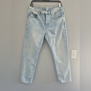 Sandro Light Blue Straight slim European Men Jeans With Destressing size 34